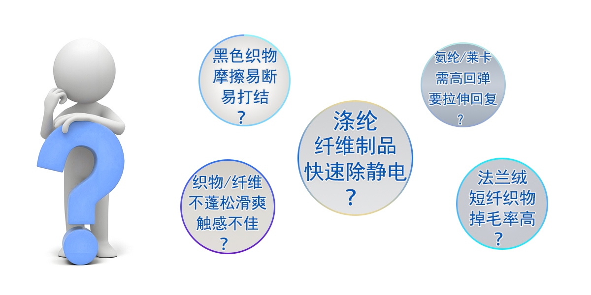黑色织物摩擦易断易打结？织物/纤维不蓬松滑爽触感不佳?涤纶纤维制品快速除静电？氨纶/莱卡需高回弹要拉伸恢复?